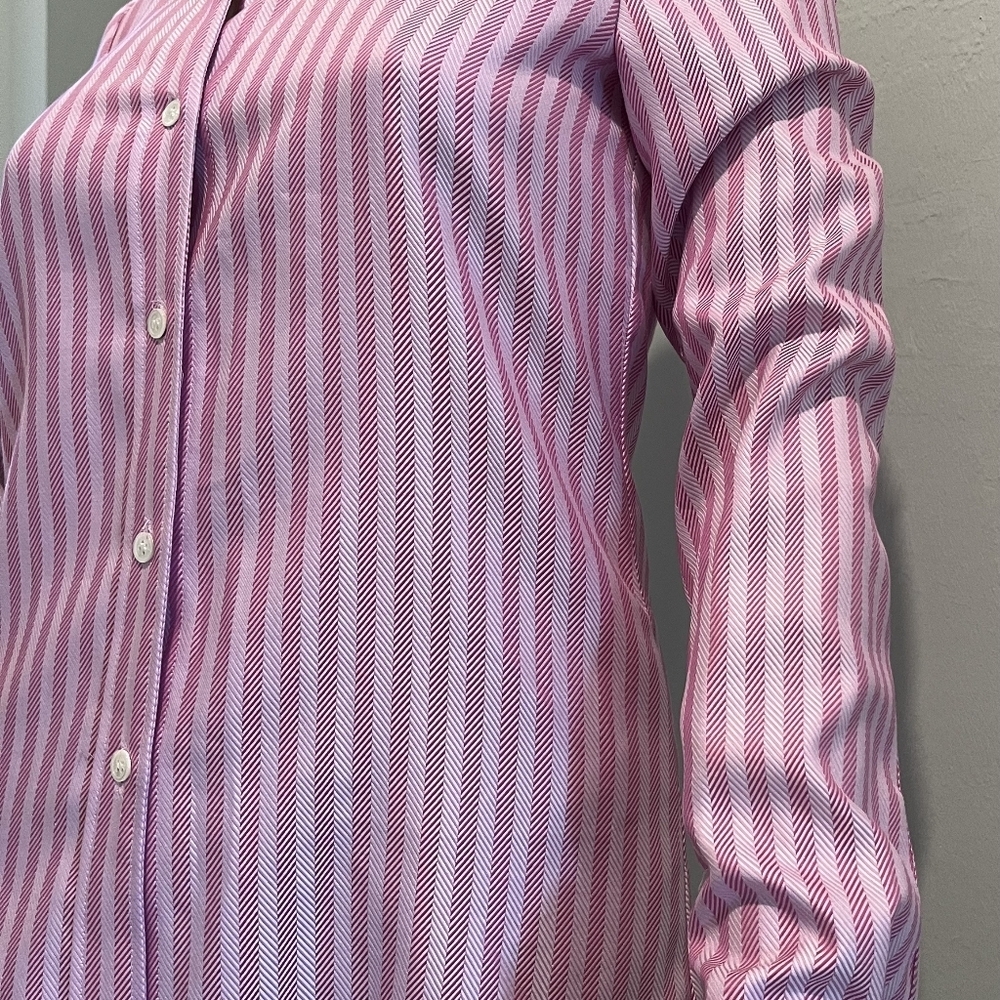 Theory 5 Button Front Herringbone Weave "Ivy" Blouse in Size Petite. NWT - Picture 3 of 16